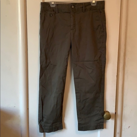 Banana Republic Washed Satin Crop Trouser - Dark Green, size 6 - Picture 3 of 8